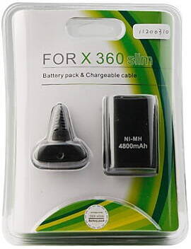 XBOX 360 Batéria 4800mAh + nabíjací kábel ČIERNA